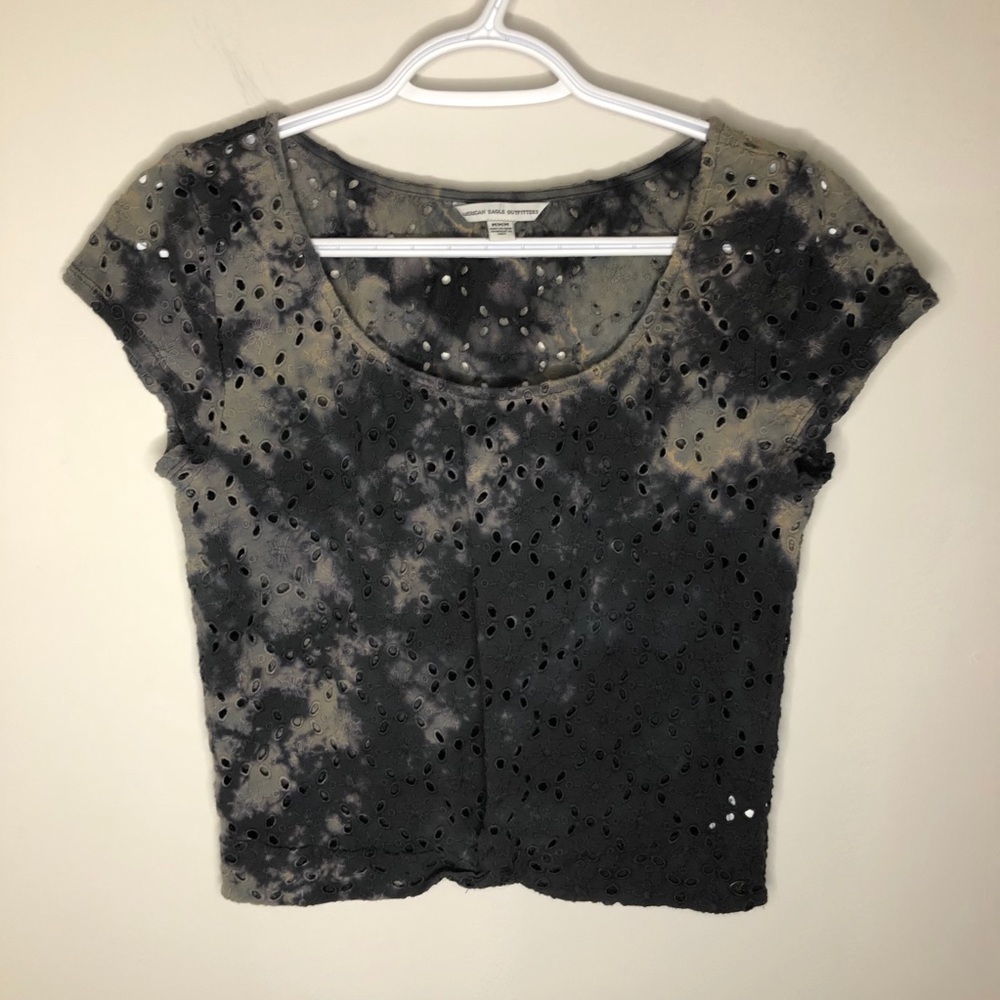 2 for $20 Perforated Bleach Dye cropped top